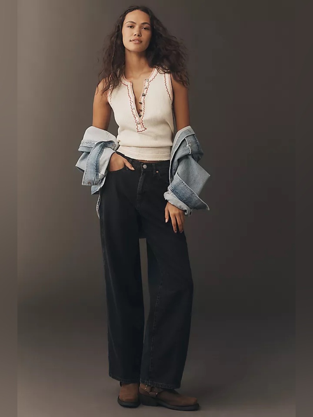 DL1961 Black Wide-Leg High-Rise Jeans